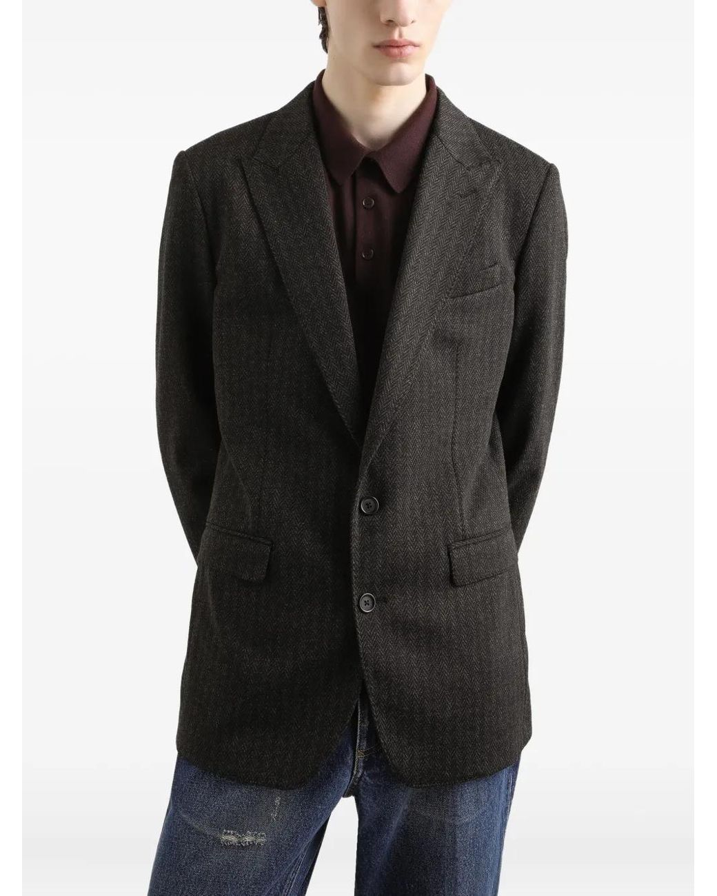 Dolce & Gabbana Black Pinstriped Single-Breasted Blazer for men