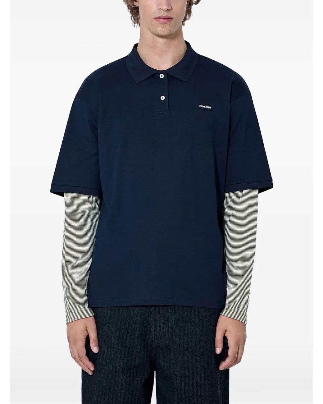Miu Miu Blue Jersey Polo Shirt