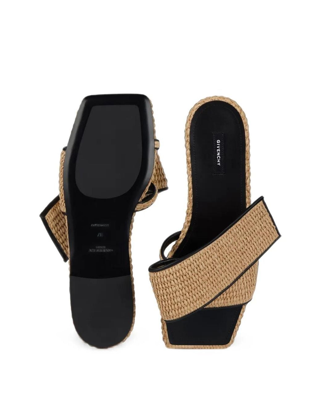 Givenchy White Sliced Square Raffia-Effect Flat Mules