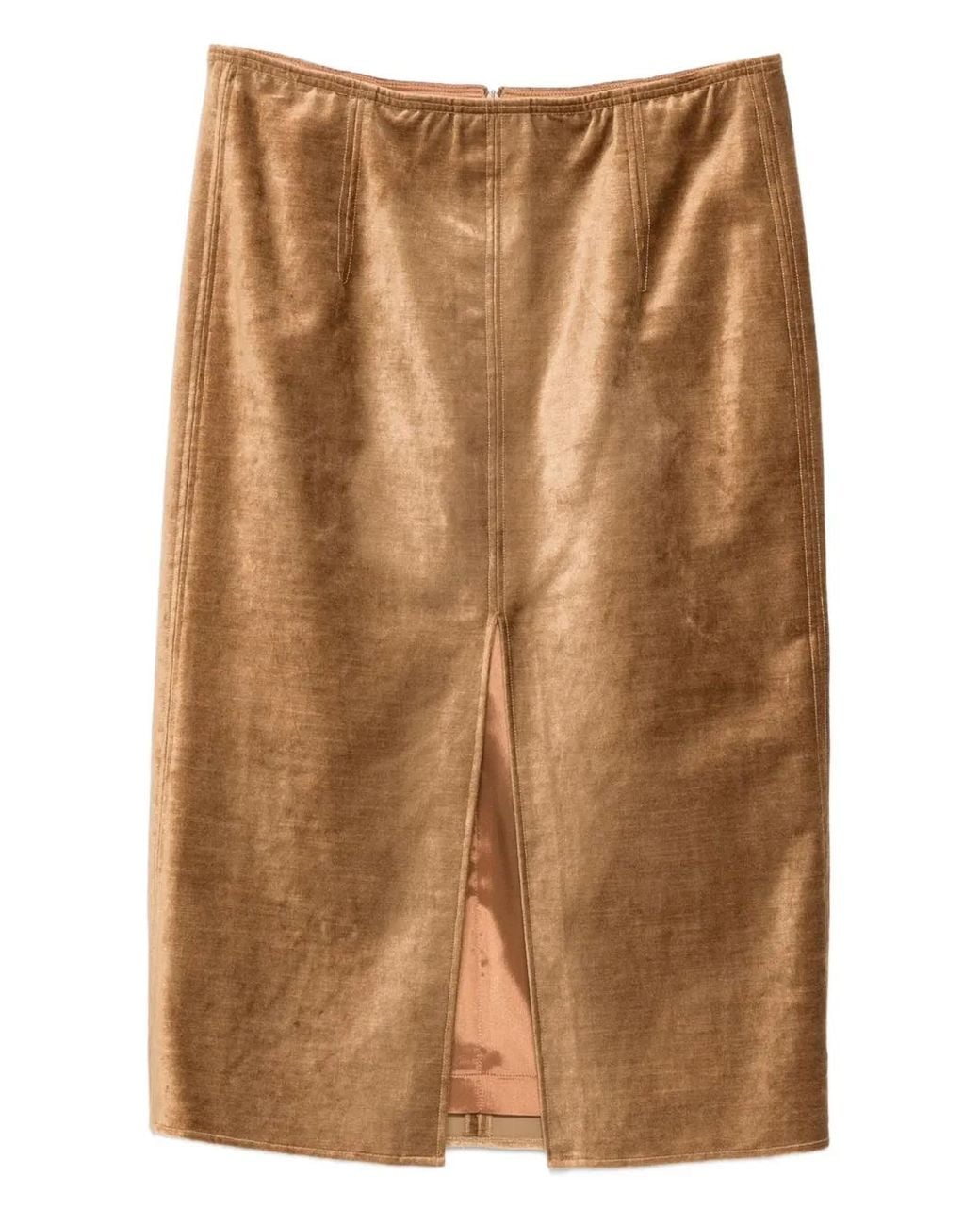 Forte_forte Brown Velvet Split Skirt