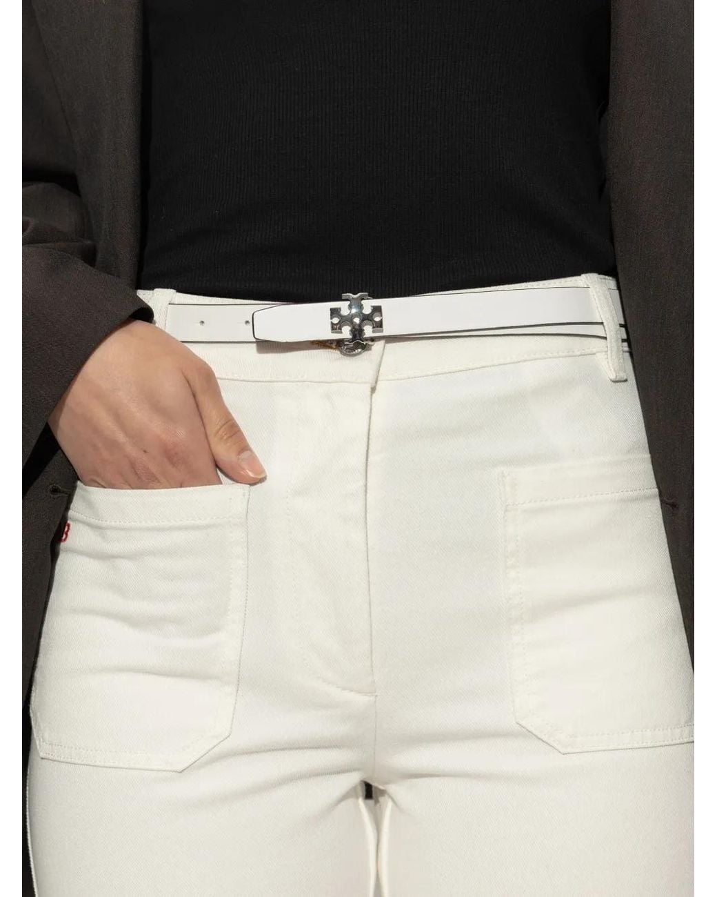 Tory Burch White Klassischer Gürtel