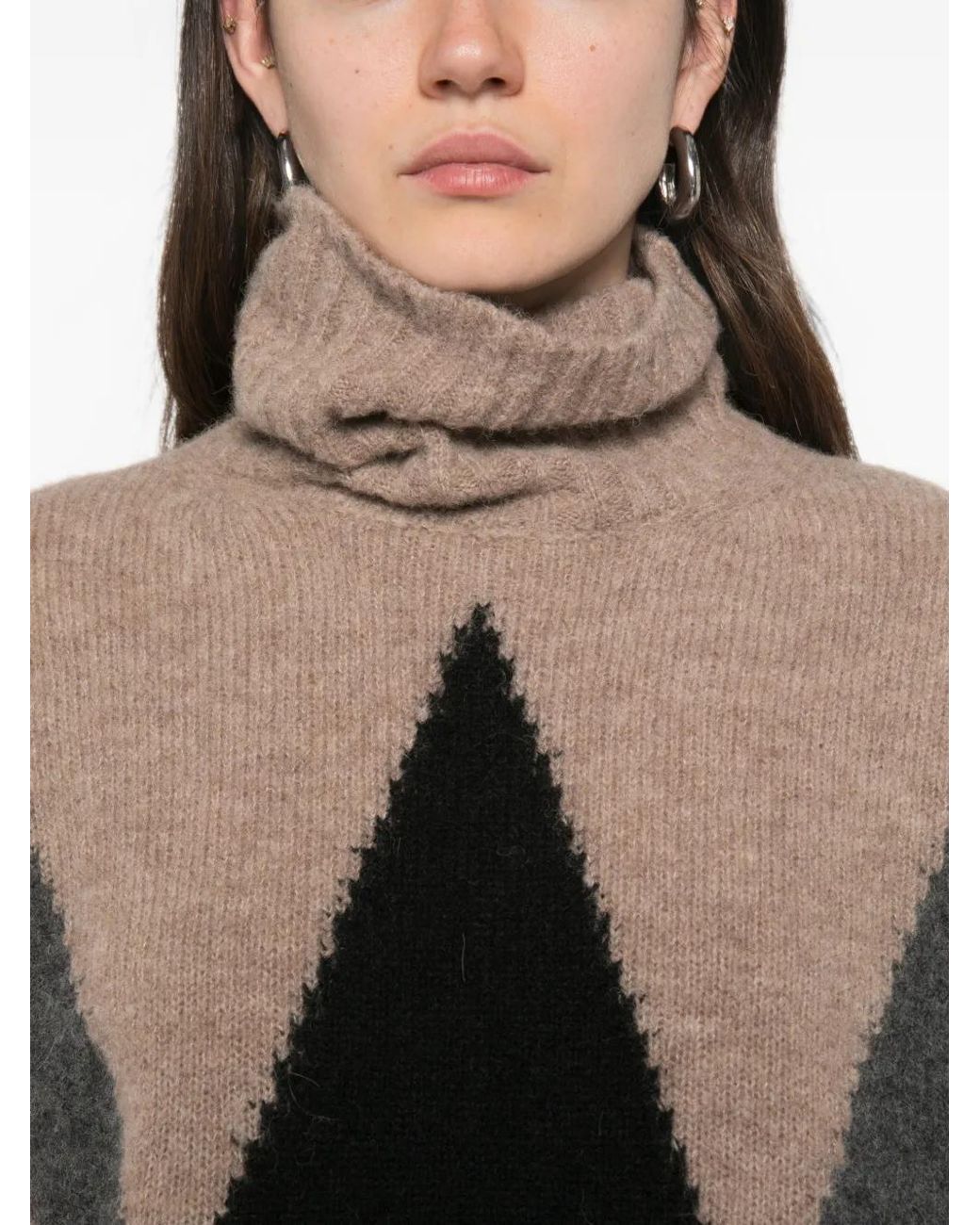 Jucca Natural Argyle Roll-Neck Sweater