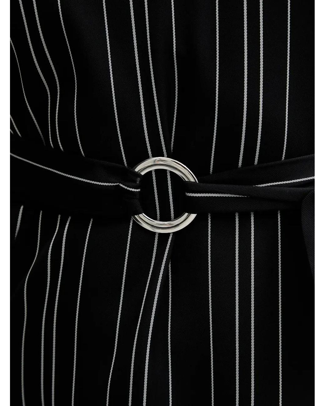 DKNY Black Striped Belted Dress