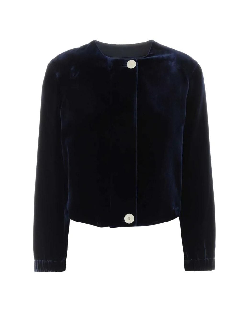 Giorgio Armani Blue Velvet Elasticated-Trim Jacket