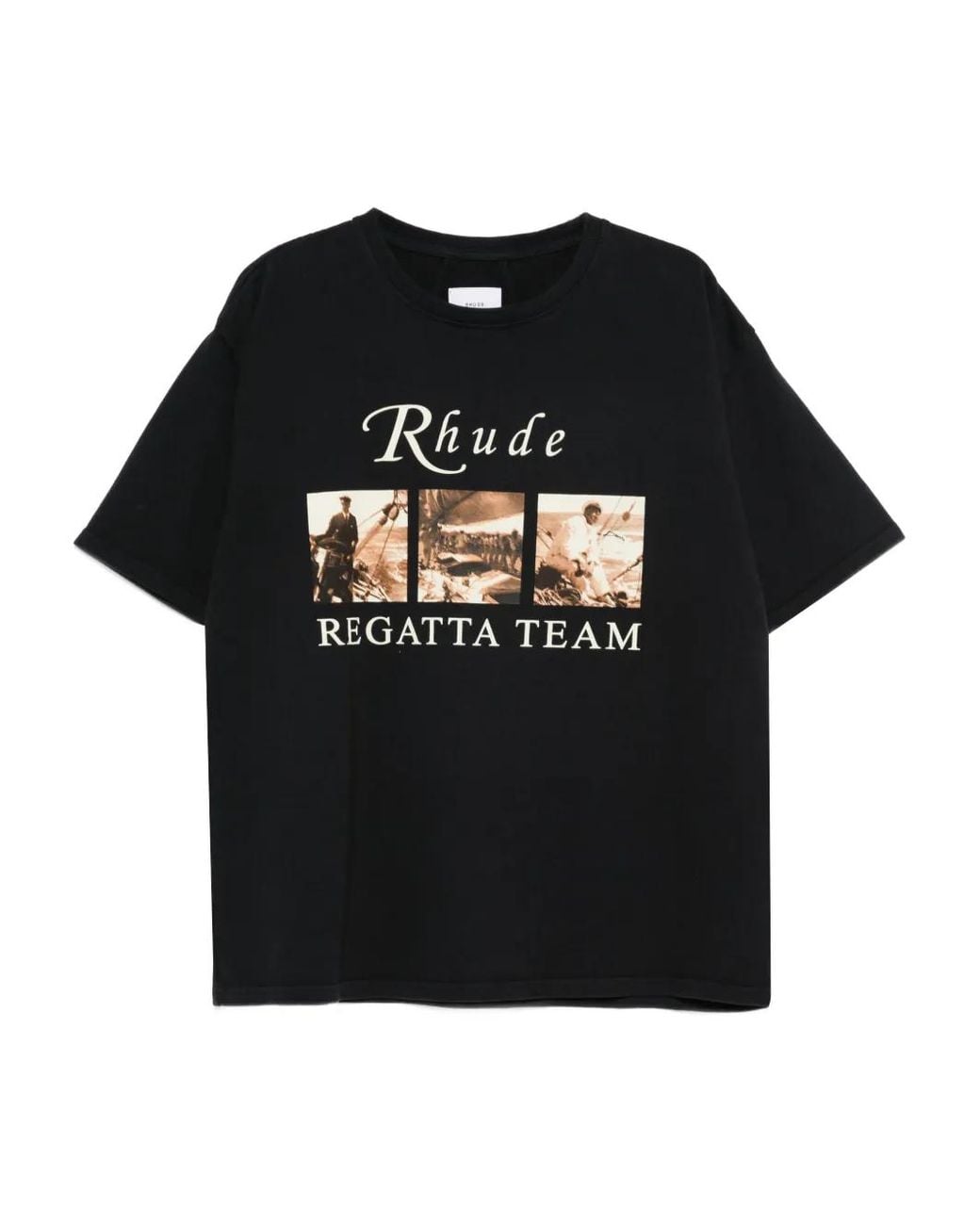 Rhude Black Graphic-Print T-Shirt for men