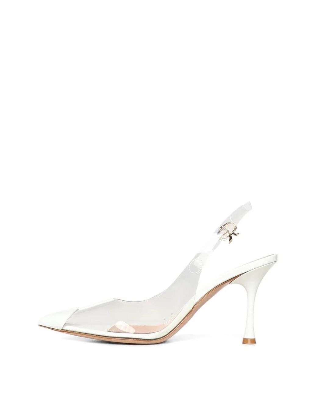 Gianvito Rossi White Diana 85 Buckle-Detail Mules