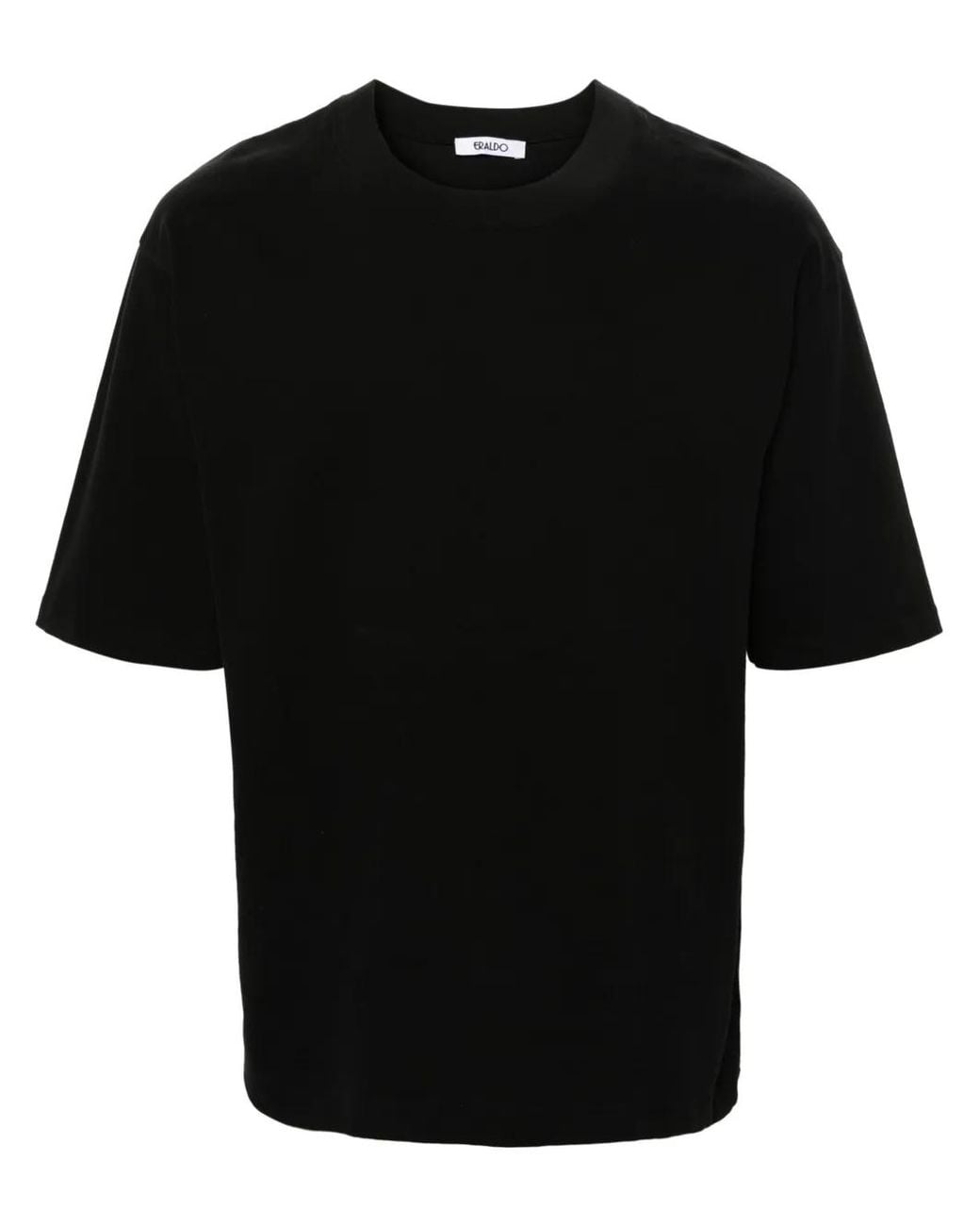 Eraldo Black Crew-Neck Cotton T-Shirt for men