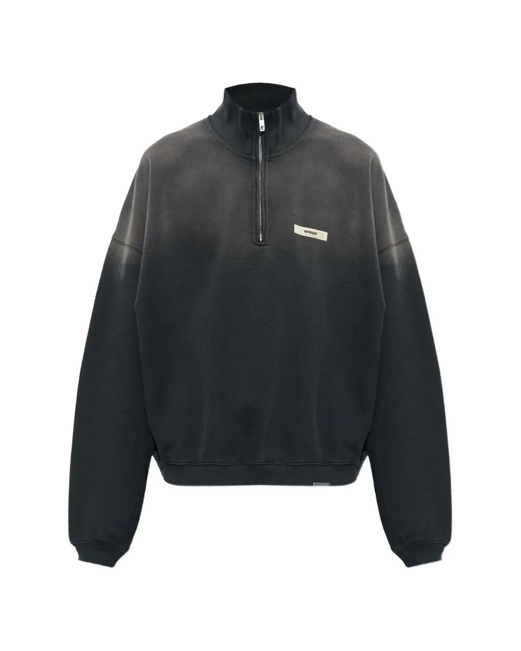 Represent Black Vintage-Effect Long-Sleeve Sweatshirt for men
