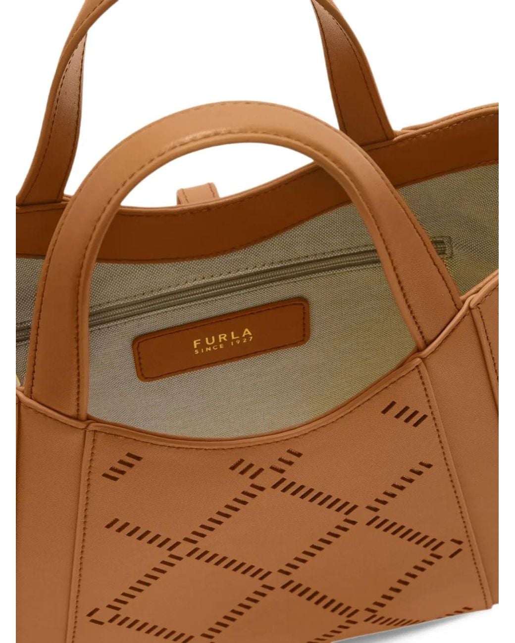 Furla Brown Laser-Cut Shoulder Bag