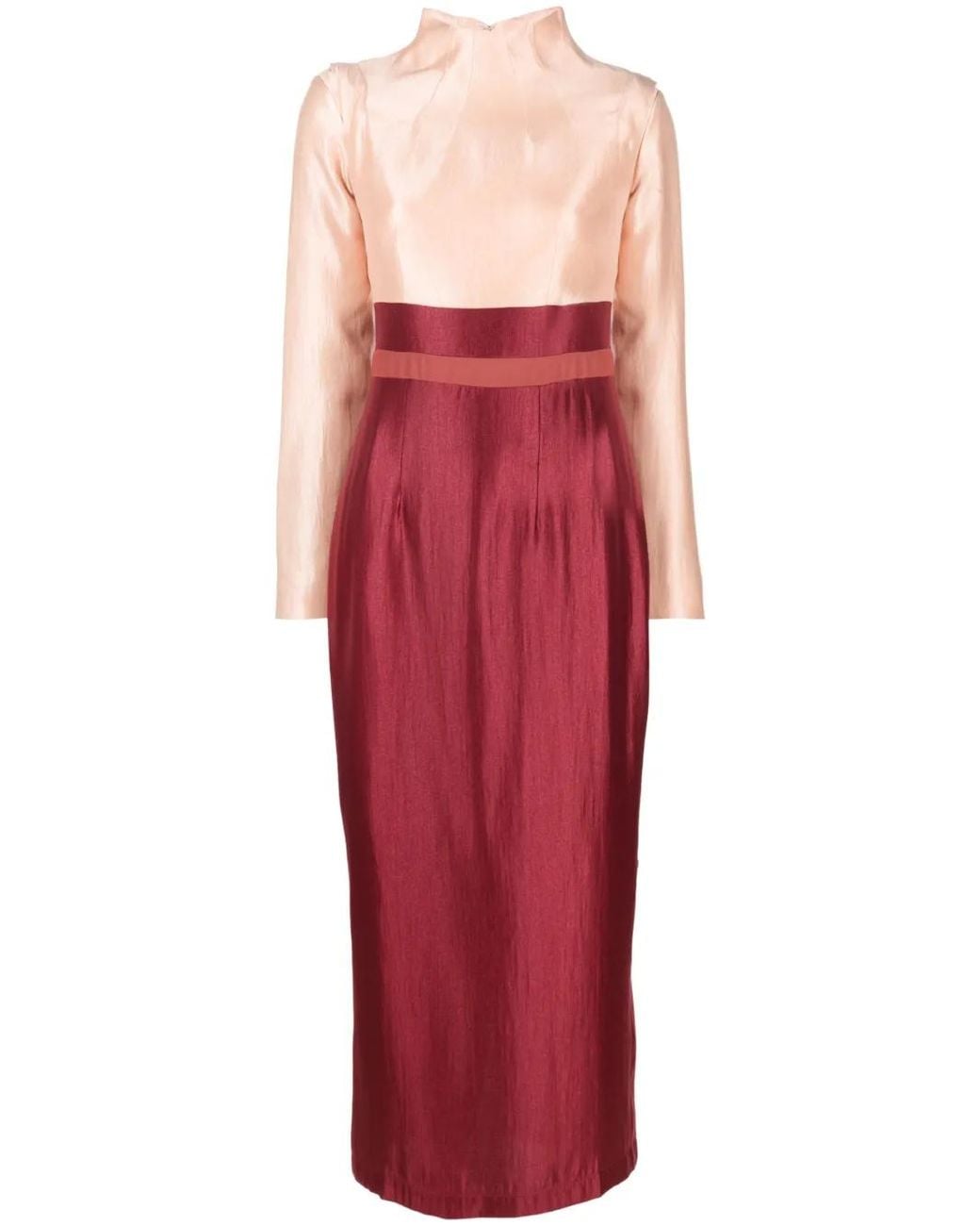 Baruni Red Sahda Detachable-Sleeve Maxi Dress