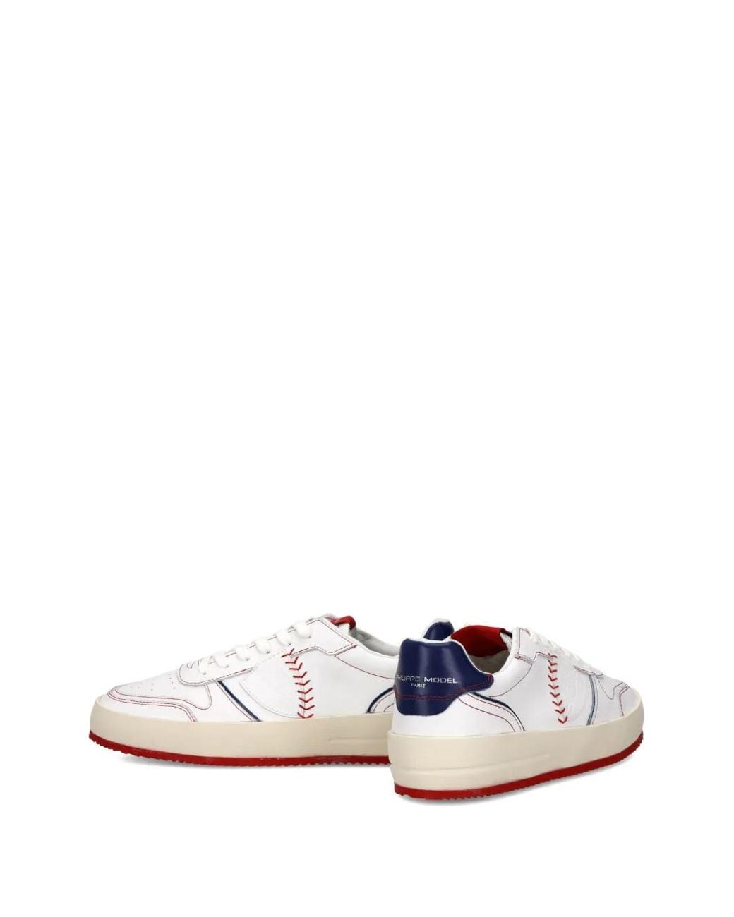 Philippe Model White Nice Baseball-Stitch Platform Sneakers for men