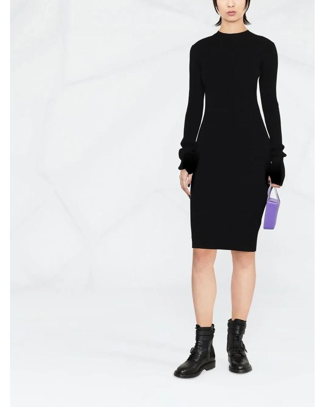 Philipp Plein Black Lace-Up Detailed Midi Dress