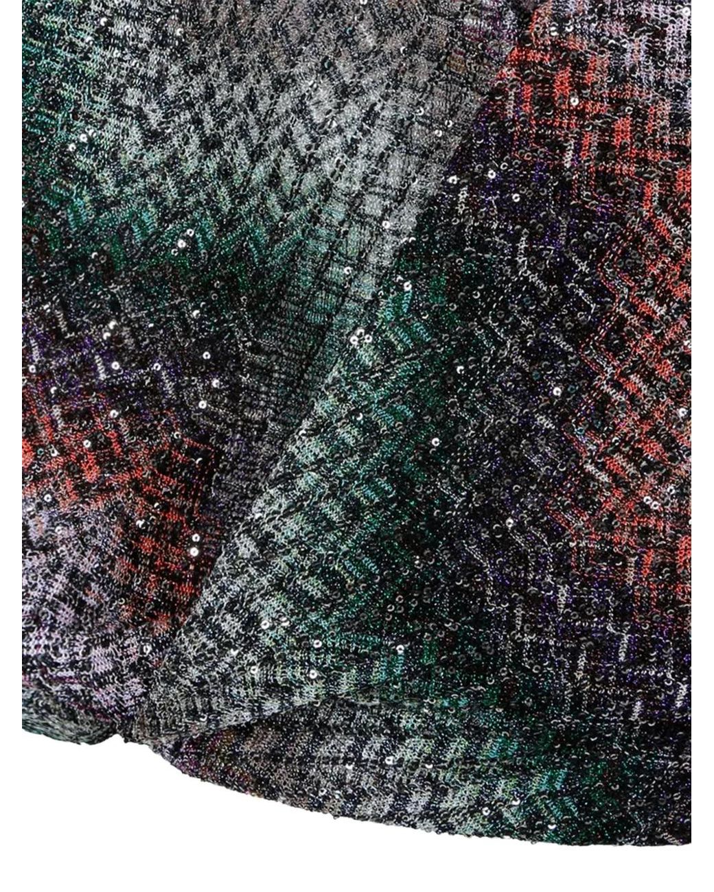 Missoni Blue Sequin-Embellished Zigzag Top