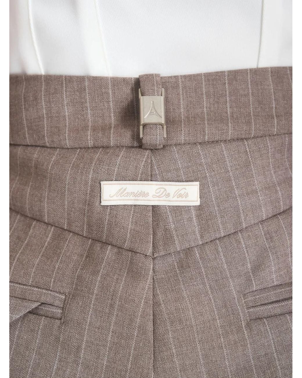 Manière De Voir Gray Pinstripe Pleated Shorts