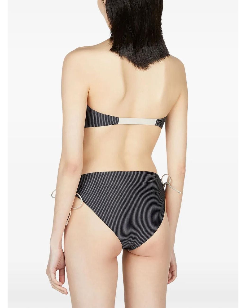 St. Agni Black Striped Bandeau Bikini Top