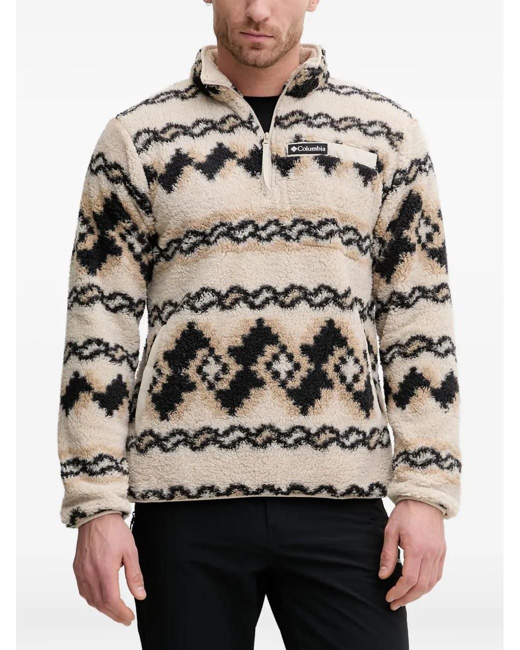Columbia Gray Geometric Patterned Zip Sweater for men
