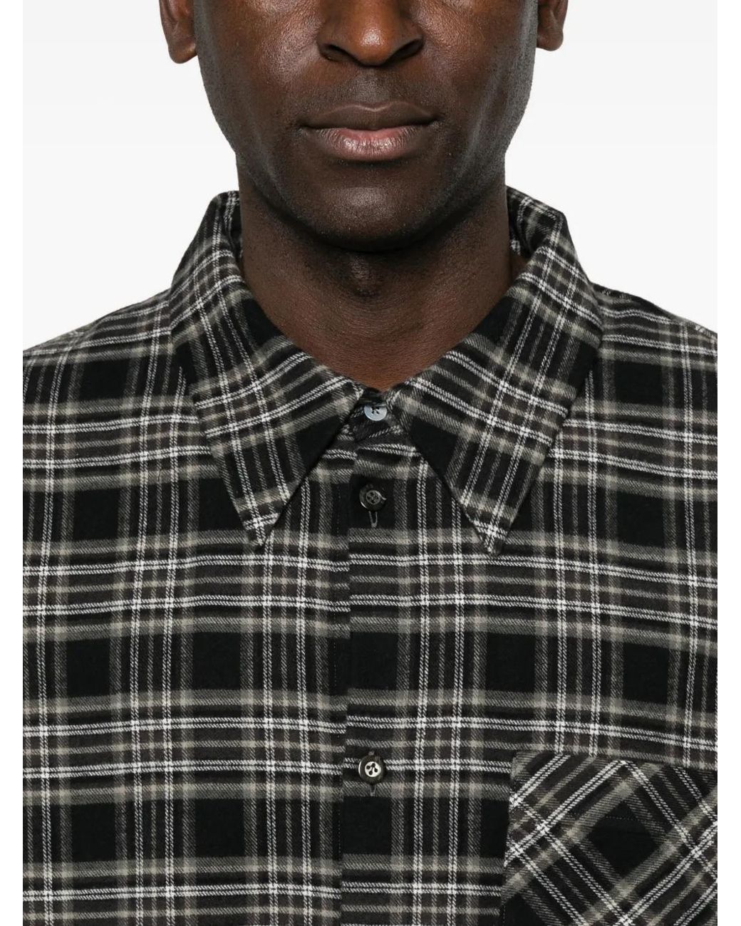 Individual Sentiments Gray Check-Pattern Chest-Pocket Shirt for men