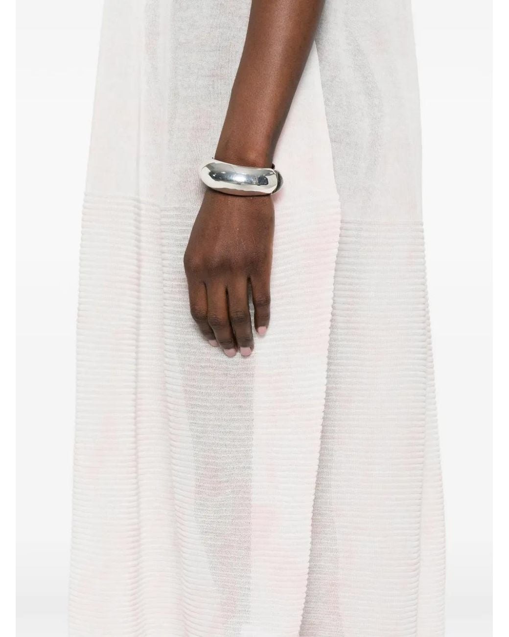 CFCL White Plissé Sleeveless Midi Dress