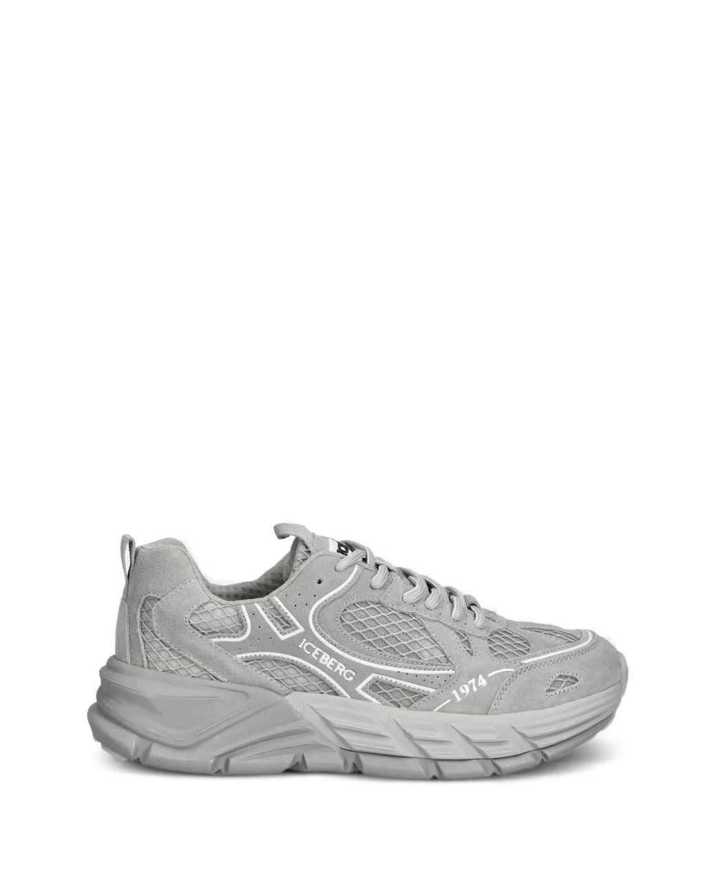Iceberg White Panelled Mesh Sneakers for men