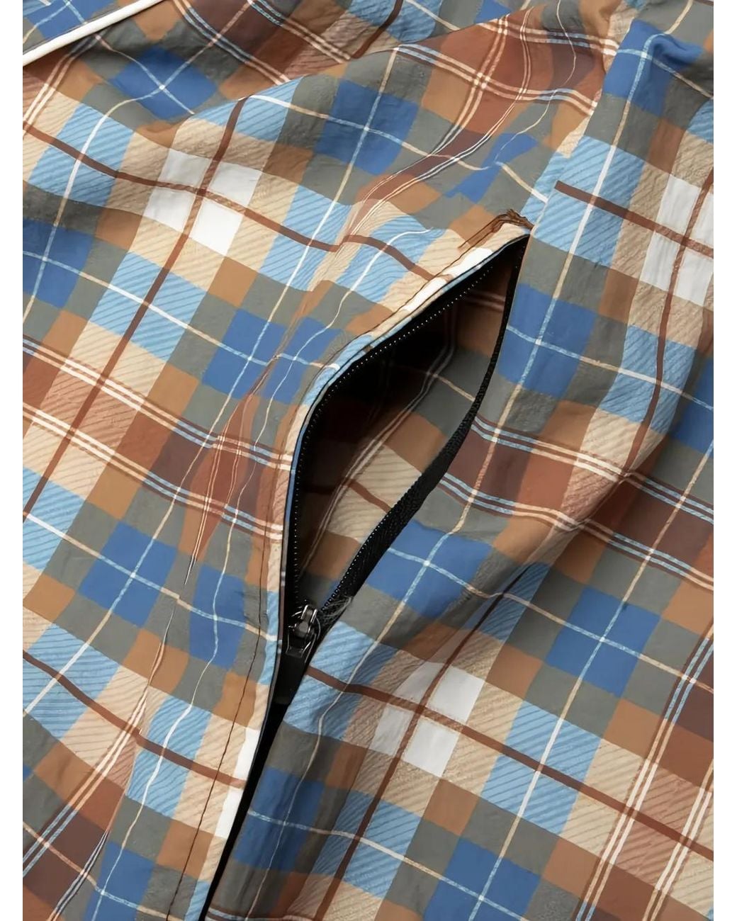 AWAKE NY Black Les Plaid-Pattern Panelled Track Jacket for men