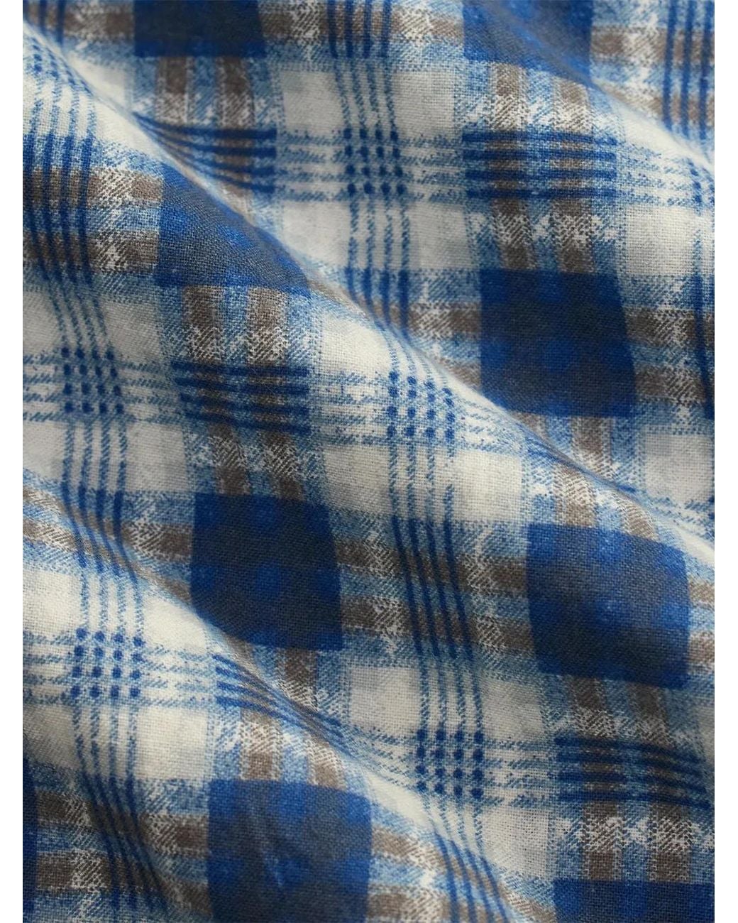 RRL Blue Short-Sleeve Checked Shirt for men