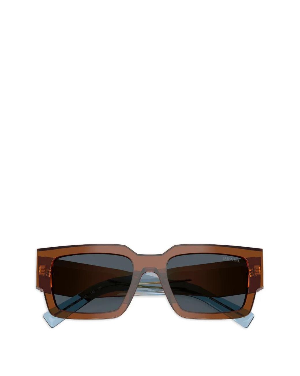 Prada Blue Triangle-Logo Rectangle-Frame Sunglasses for men