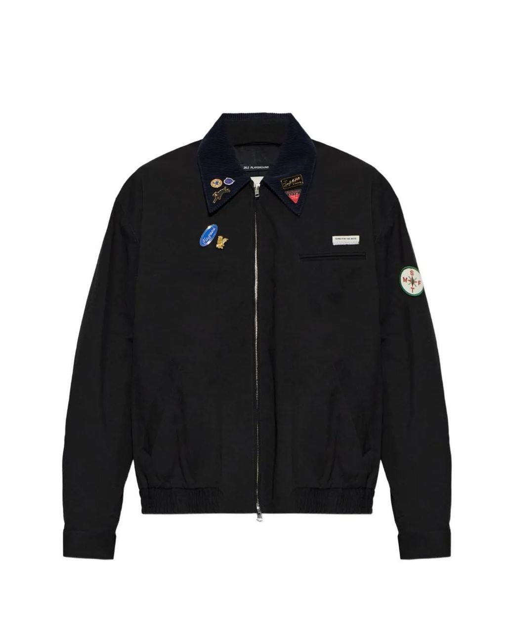 Song For The Mute Black Pin-Embellished Corduroy-Collar Jacket for men