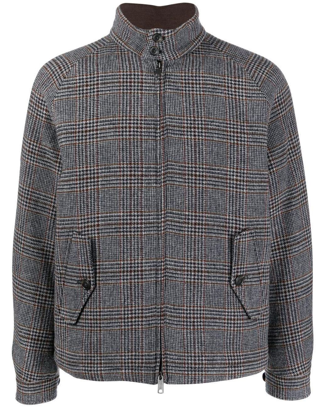 Baracuta Plaid-check Bomber Jacket in Gray for Men | Lyst