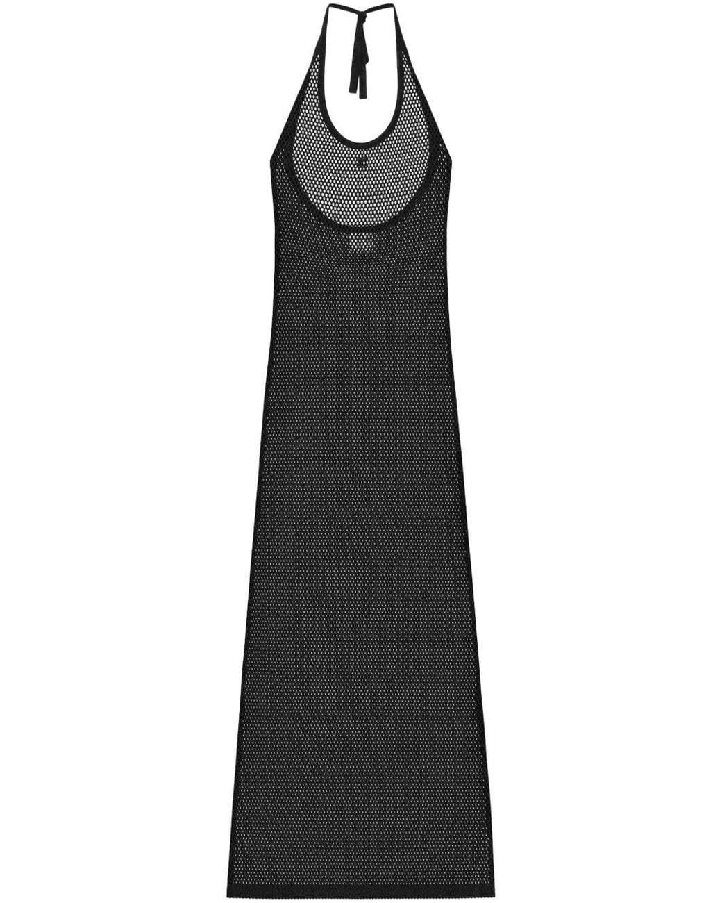 Courreges Kleedjes ,Zwart ,Katoen Holistic Mesh Long Dress in het Black