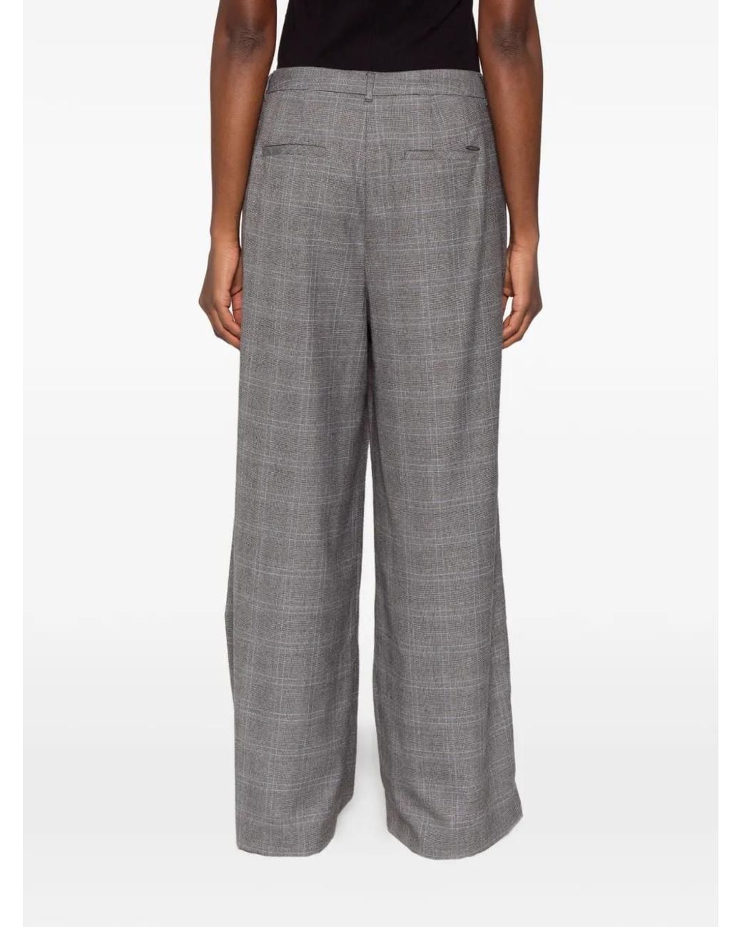 BETTY&CO Gray Prince Of Wales Check Wide-Leg Trousers