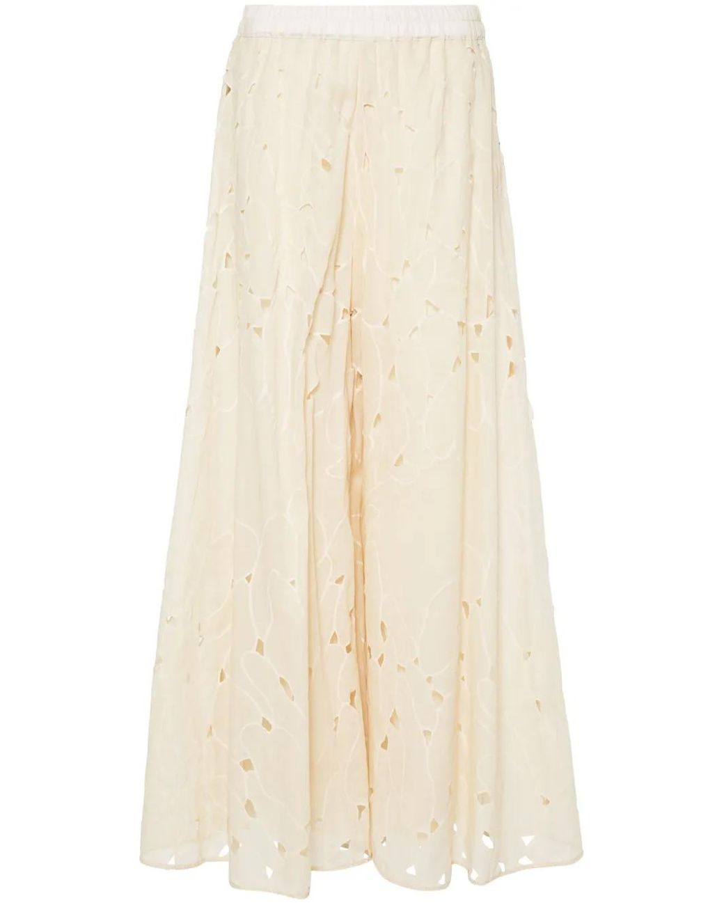 Gentry Portofino Natural Cut-Out Detailed Wide-Leg Trousers