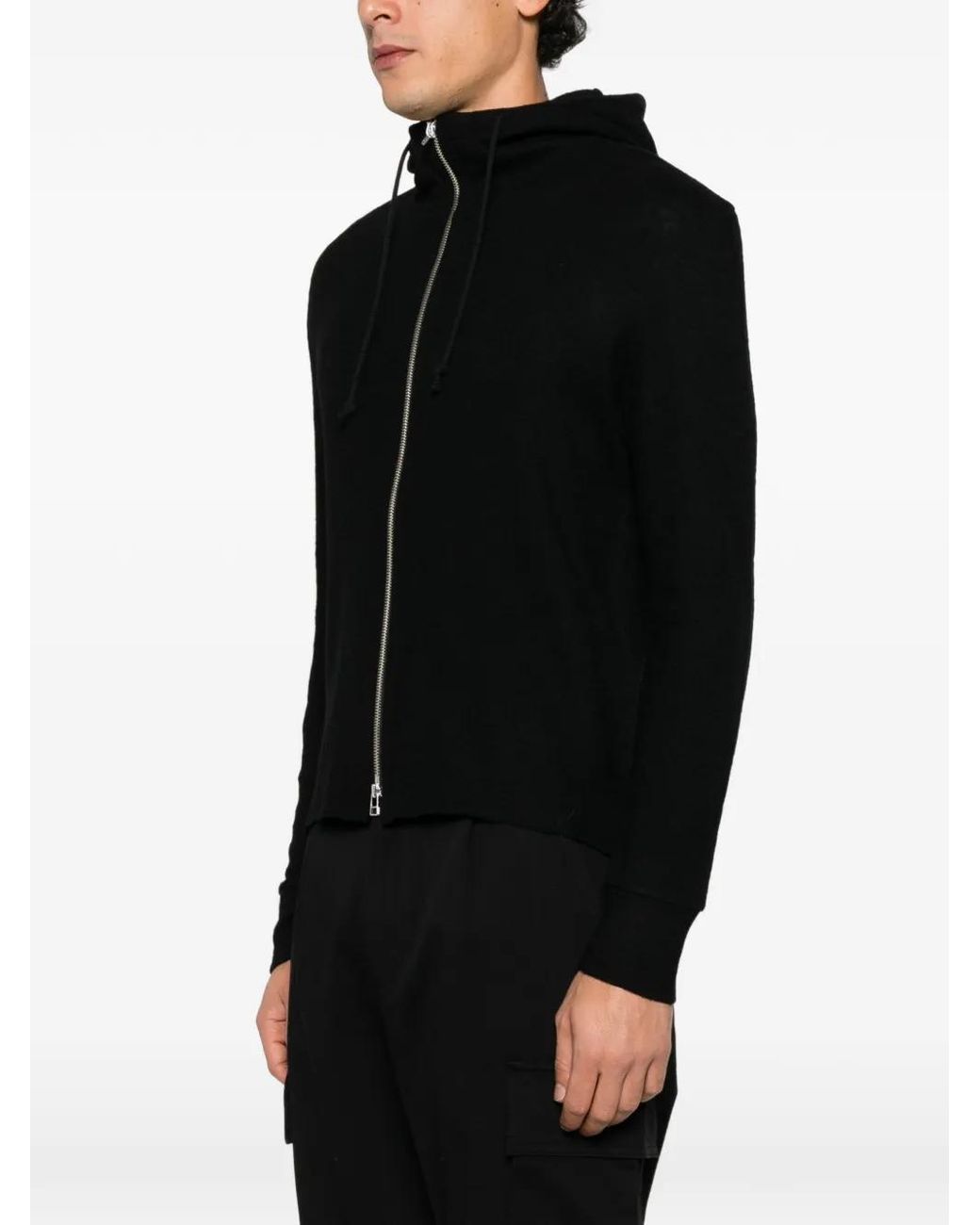 TONYWACK Black Zip-Up Drawstring Hoodie for men