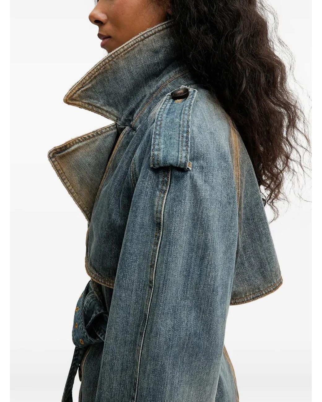 Miss Sixty Gray Belted Double-Breasted Denim Jacket