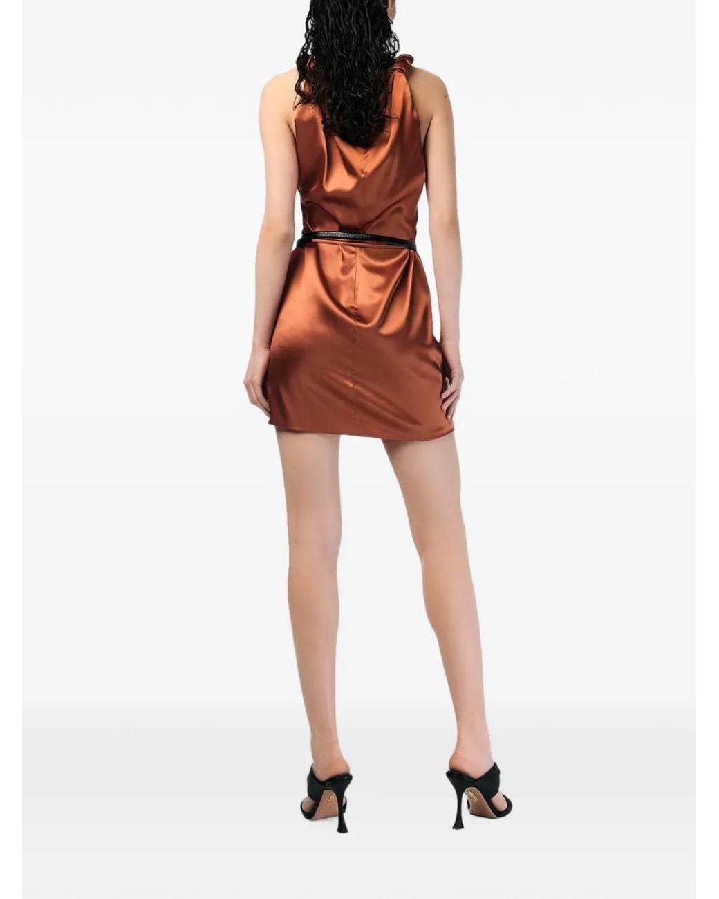 ANDRA ANDREESCU Orange Aveline Silk Mini Dress