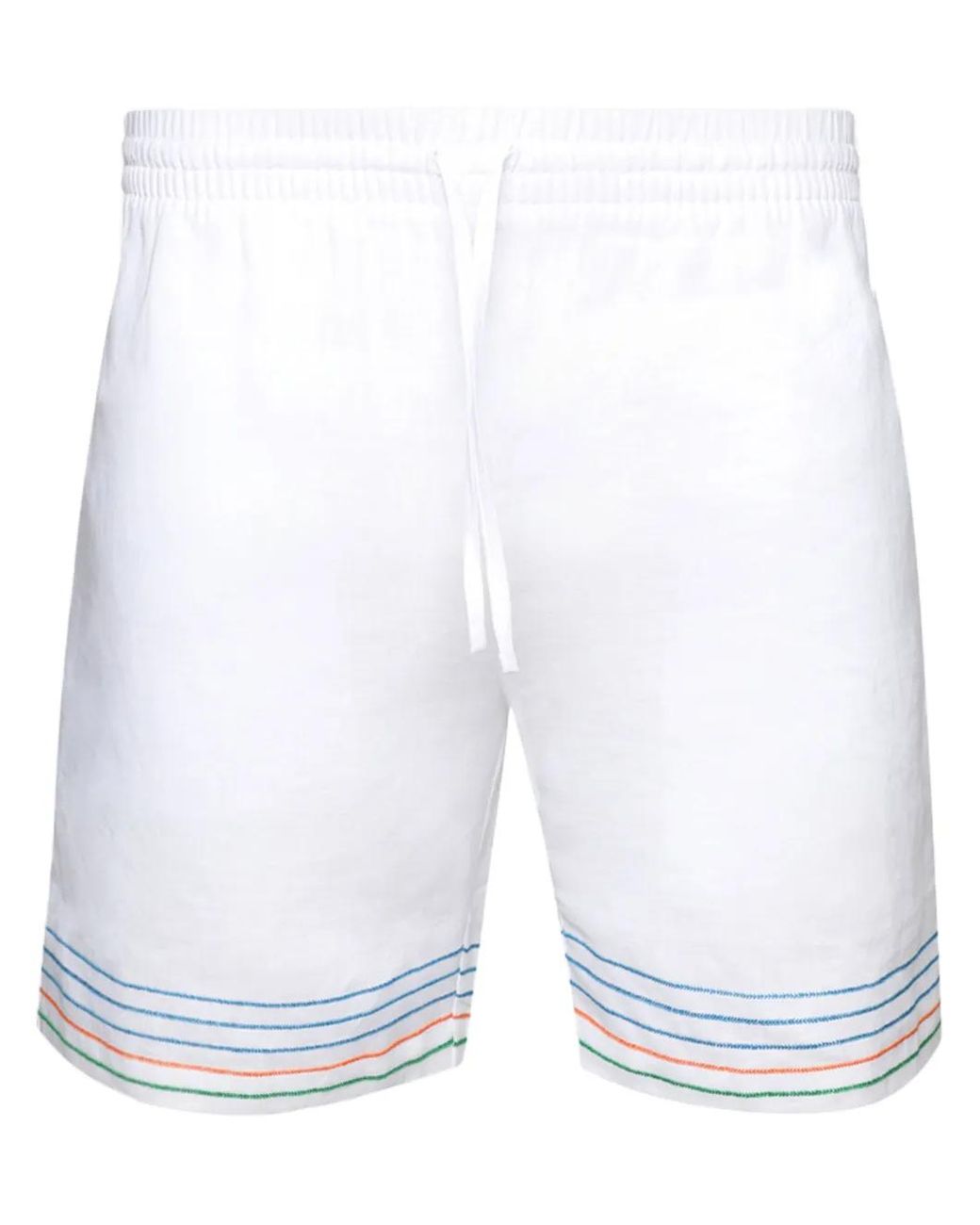 Casablanca White Stripe-Embroidered Linen Shorts for men