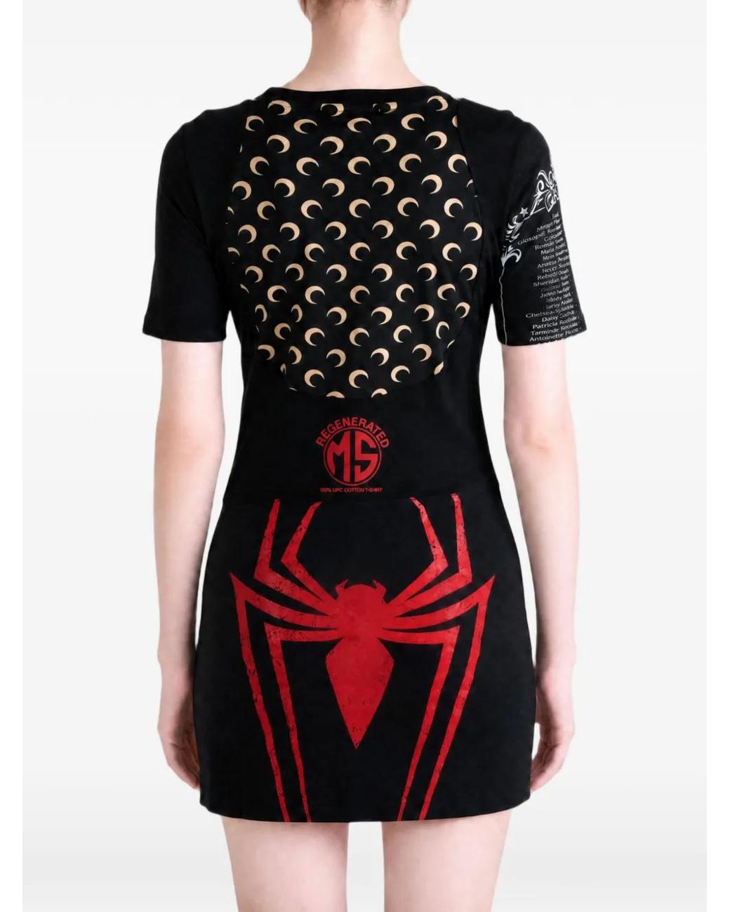 MARINE SERRE Black Crescent Moon Graphic-Print Mini Dress
