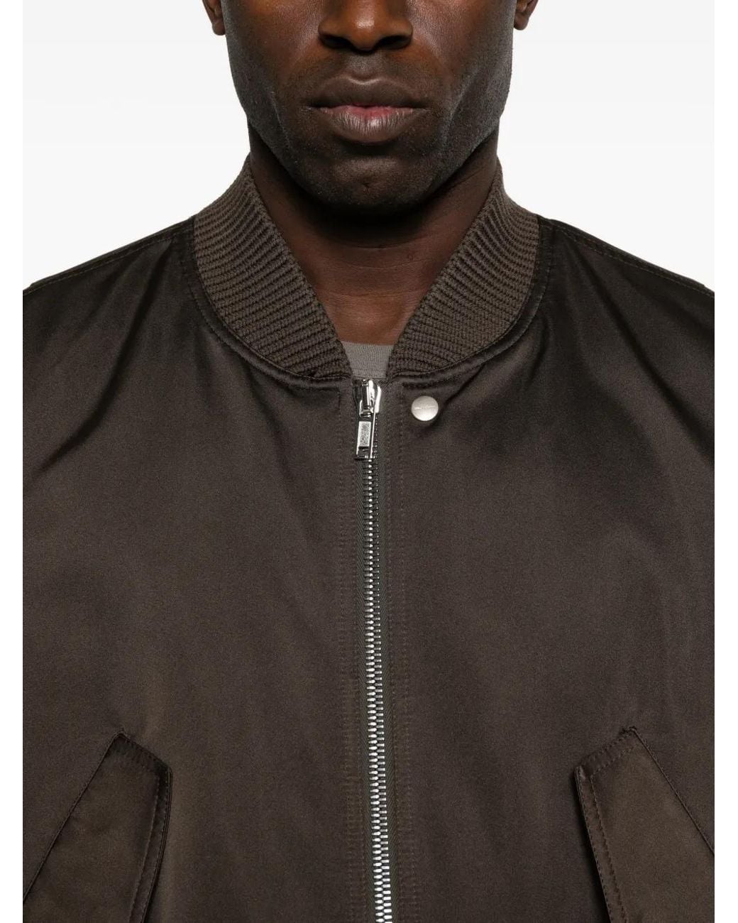 Rick Owens Brown Ruched Flight Bomber Jacket for men