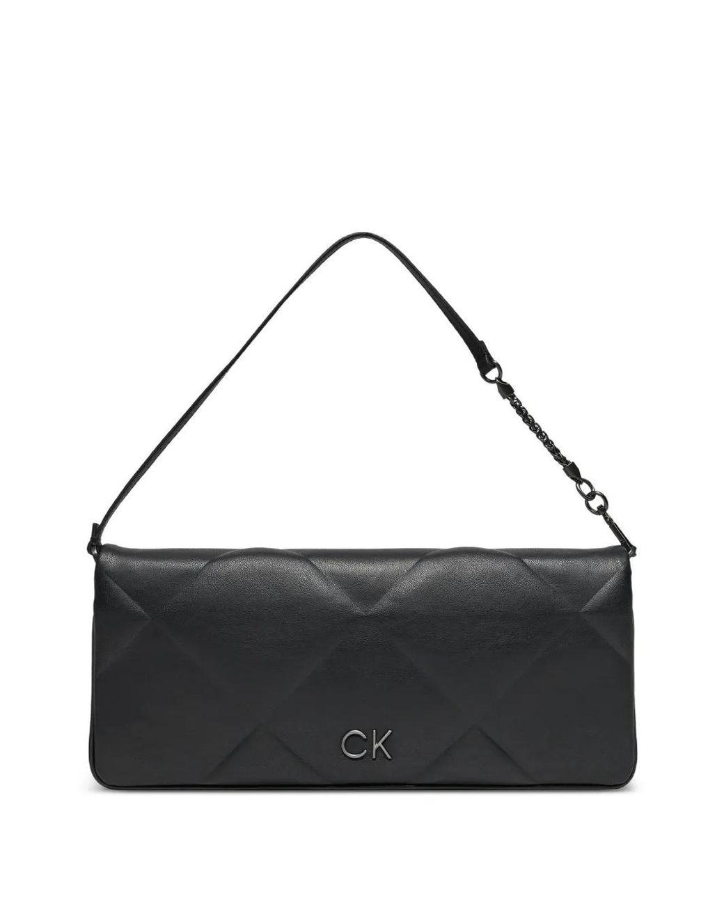 Calvin Klein Black Quilted Foldover Tote Bag