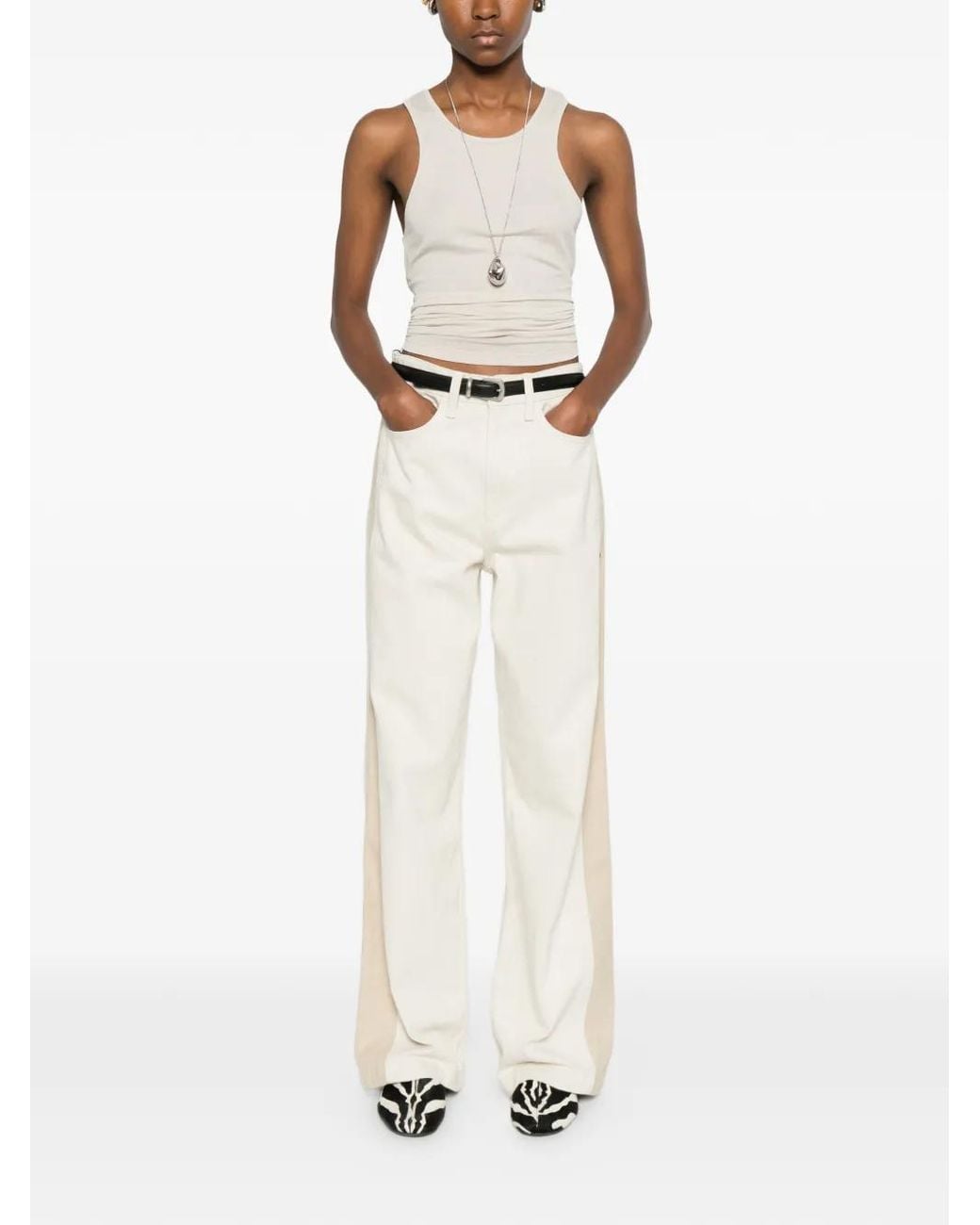 Rag & Bone White Logan Side-Stripe Jeans