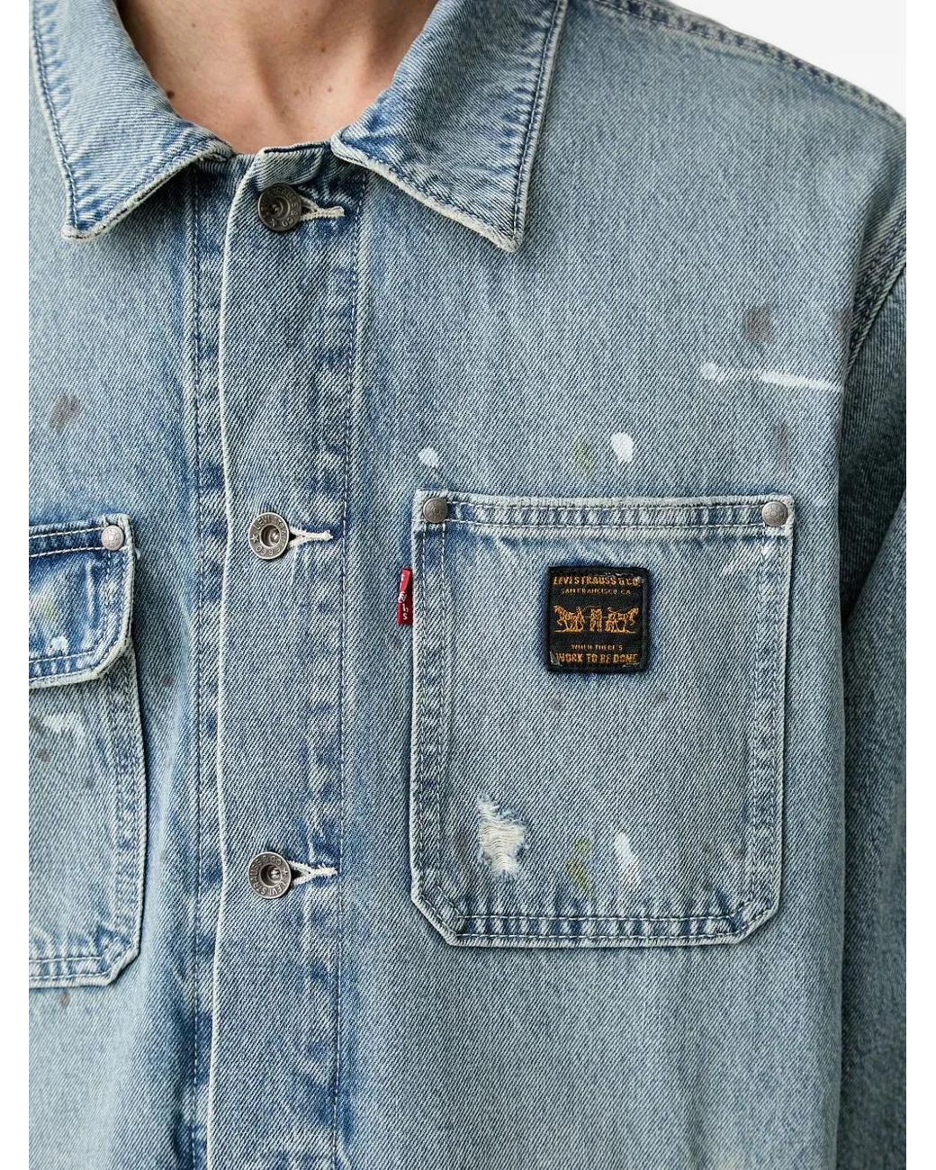 Levi's Blue Sunrise Distressed Denim Jacket for men