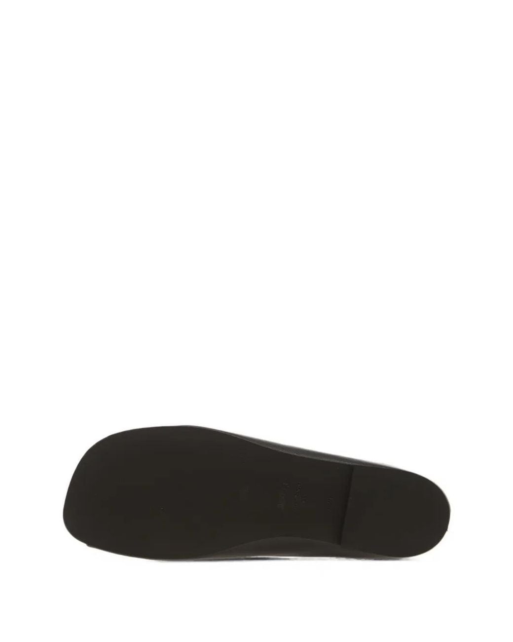 Alohas Black Peep-Toe Leather Flat Sandals