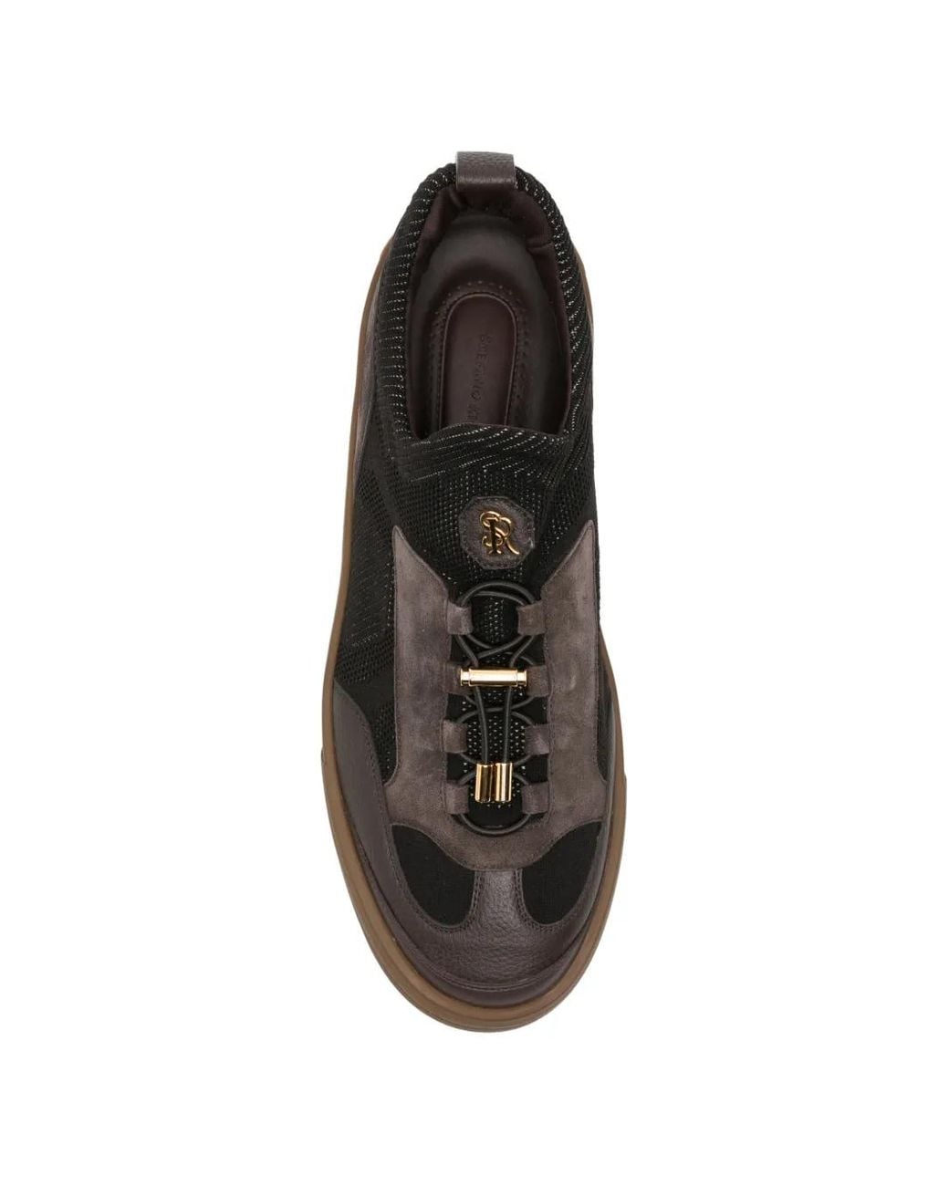 Stefano Ricci Black Panelled Mesh Sneakers for men