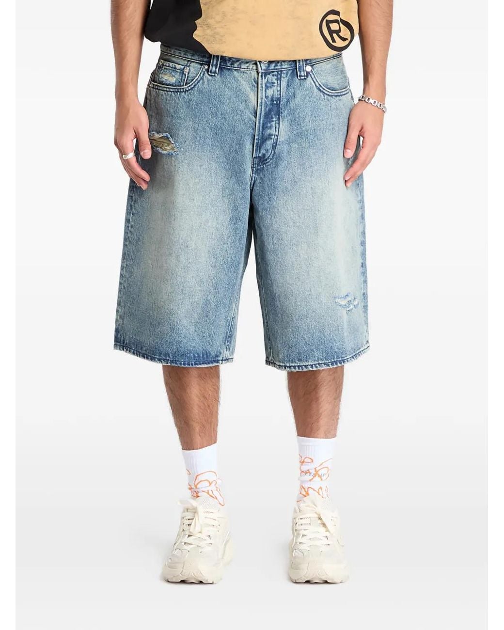 A Bathing Ape Blue Sta Denim Shorts for men