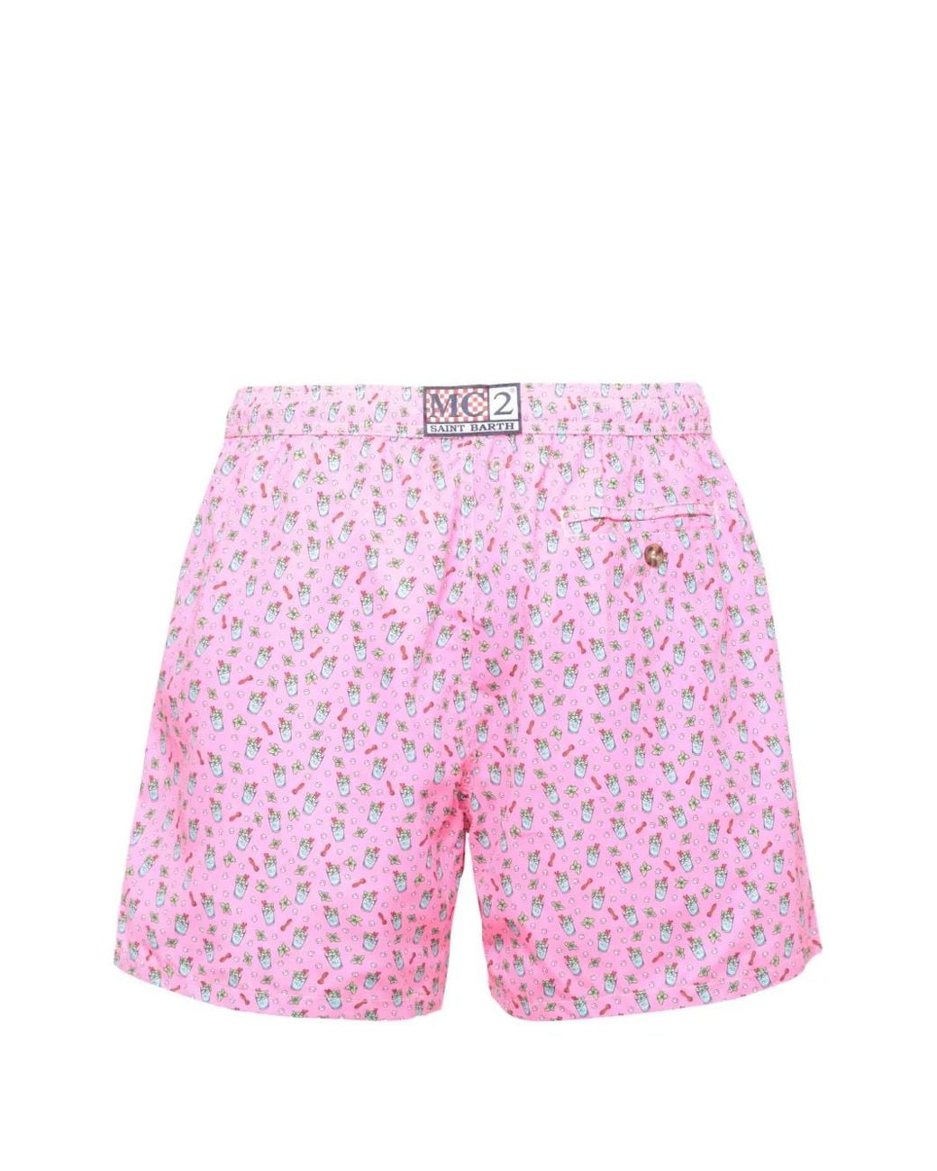 Mc2 Saint Barth Pink Cocktail-Print Drawstring Swim Shorts for men
