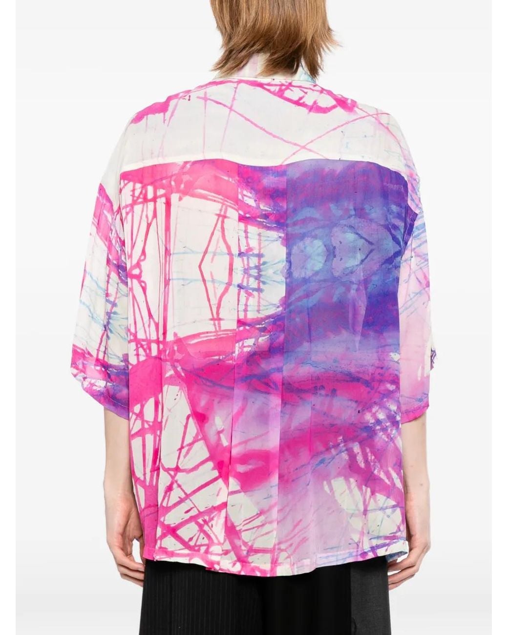 Nude:mm Pink Graphic-Print Short-Sleeve Shirt for men