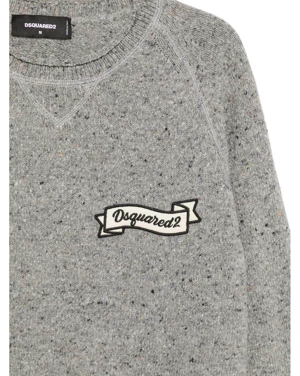 DSquared² Gray Jersey With Logo Patch for men