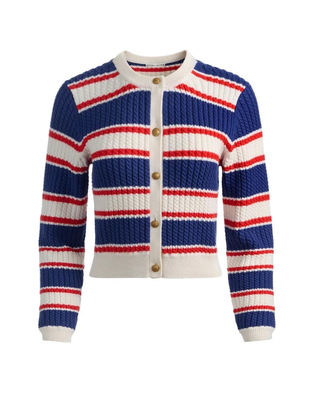 Alice + Olivia Dollie Striped Cardigan in Blue | Lyst