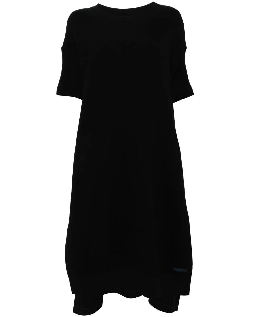 Yohji Yamamoto Black Side-Slit Midi Dress