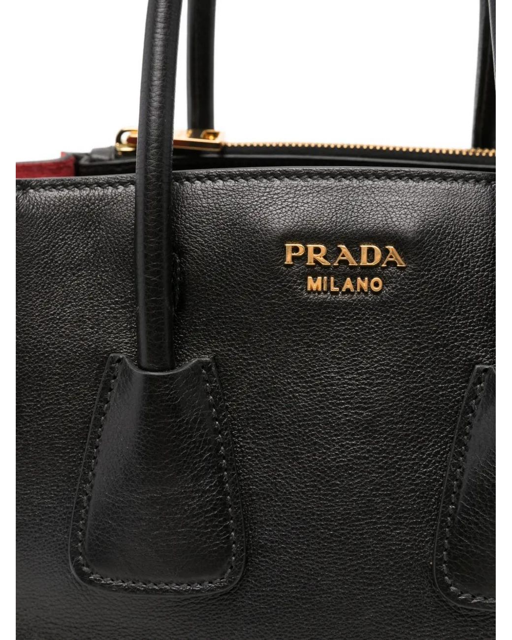 Prada Black Logo-Detail Tote Bag