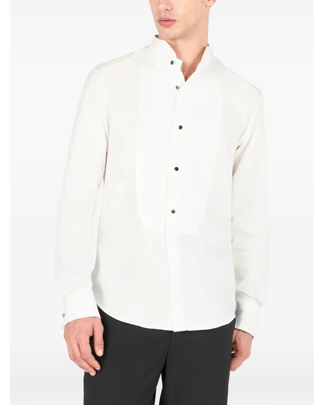 Roberto Cavalli White Pleated-Front Button Shirt for men